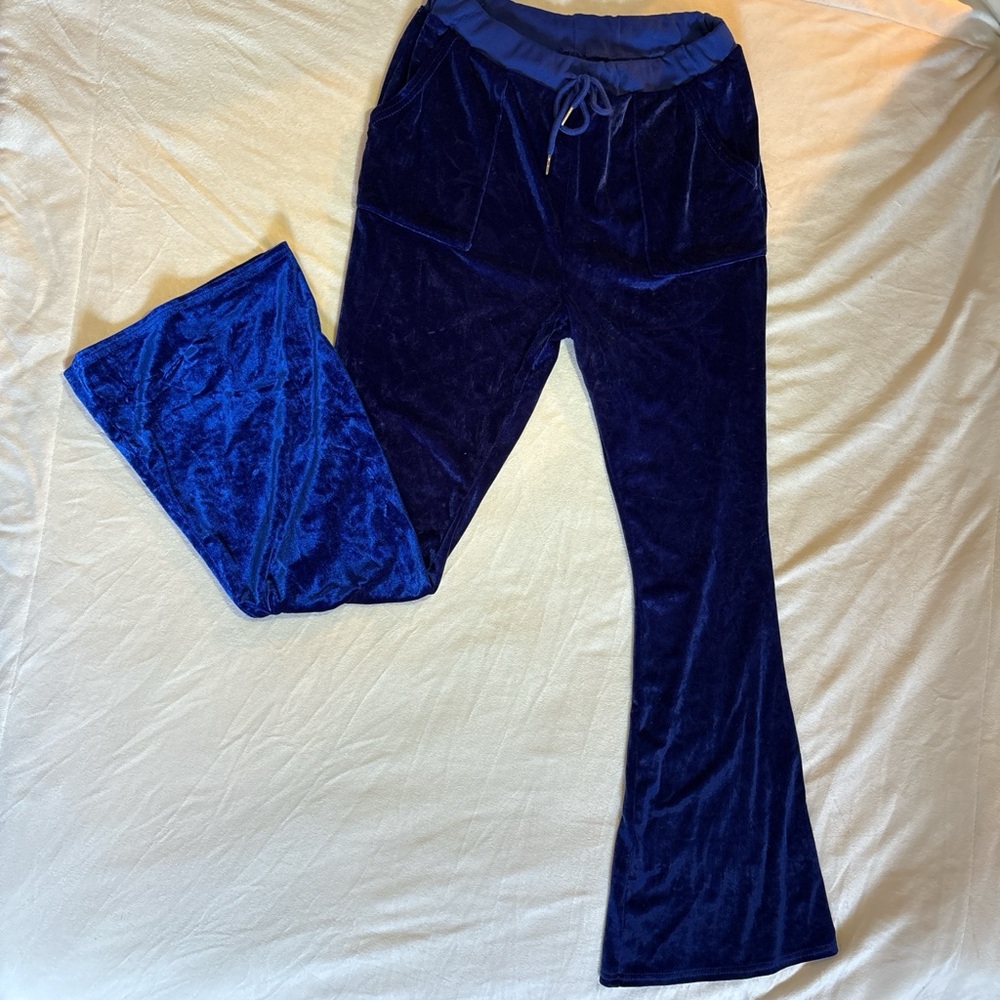 & Other Stories Blue Velvet Flare Pants